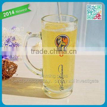 Famous Brand Glass Beer Mug Tiger Logo Decoratve Drinking Beer Glass Promotional Gift Glass Beer Mug