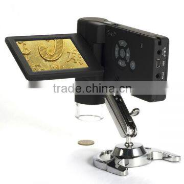 2014 Hot Sale 5M 3" LCD usb portable digital microscope Video Microscope with Battery Powered 1000x Magnification