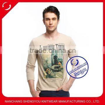 2015 China supplier custom long sleeve mens plain t shirt