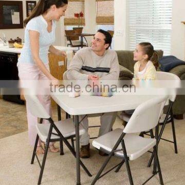 White Plastic Outdoor Folding Table with Carry Handle