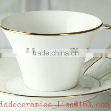 new shape made 2013 simple and noble gold line coffee cup and saucer china