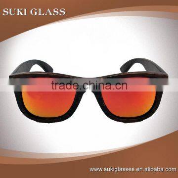 2016 polarized mirror lens free laser logo bamboo and wood sunglasses