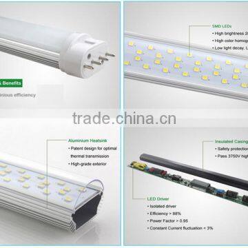 SMD 2835 Chip High Lumen CRI 80 IP44 Rating 18W 2G11 LED PL-L 4Pins Tube Light From Shenzhen photo-5