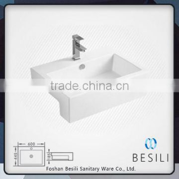 Semi recessed bathroom ceramic art basin D8147