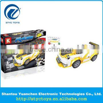 High quality and safe DIY ABS racing car building blocks bricks construction toy children play set for kids
