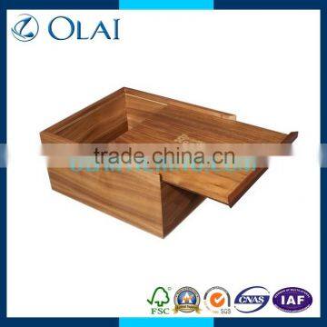 eco-friendly unfinished wood box with sliding lid