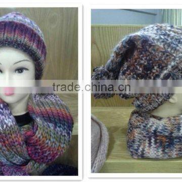 Winter/Fall Gradient Color Acrylic Knitted Hat and scarf sets