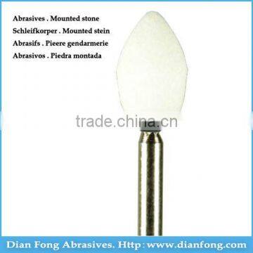 W-11 HP Flame Shape Aluminum Oxide Maded Fine Grit White Mounted Stone electric stone grinder