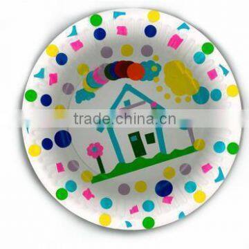 disposable party paper plate with color printed