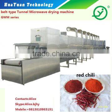 tunnel type industrial micrwave red chili drying sterilizing machine/sterlizer