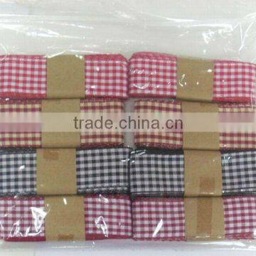 HOT SALE! Red/White Checked / Tartan Polyester Woven Fabric Ribbon, Tartan Woven ribbon for Gift Wrapping