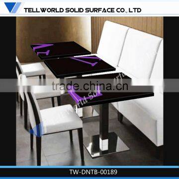 TOP SALES Artificial Marble White Gloss Black Dining Table