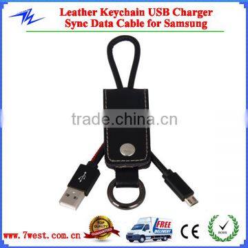 Customized Leather Keychain USB Charger Sync Data Cable for iphone samsung                        
                                                Quality Choice