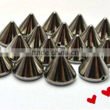 2013 6mm-12mm silver gold gun color DIY Acrylic single hole gloss bullet shape rivet loose beads