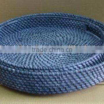 round rattan basket tray