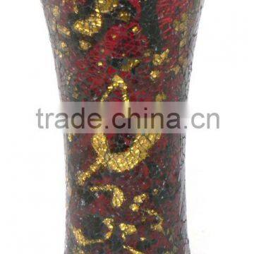 gold line decor red mosaic design vase