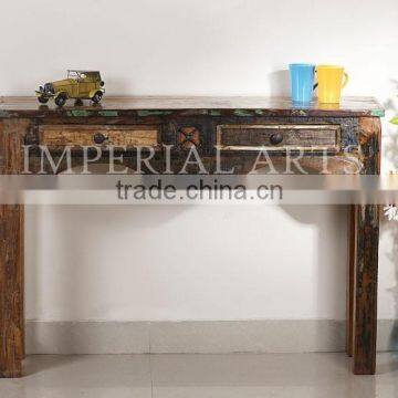 ANTIQUE RECYCLE WOOD CONSOLE TABLE WITH 2 DRAWER