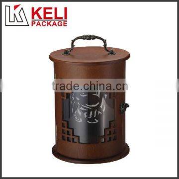 High qulity locked round wooden wine box with handle