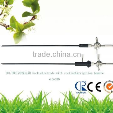 factory price laparoscopic medical hook-electrode with suction&irrigation handke