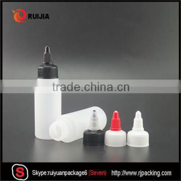 Hot selling 2oz 60ml twist top cap pe plastic bottle for e liquid and glue water