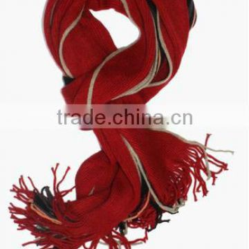 Long Striped Knit Winter Scarf