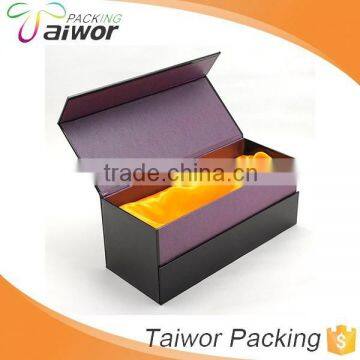 Black Leather Fancy Paper Wine Box with Custom Logo Printing