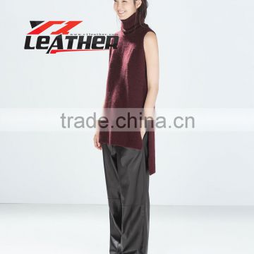 Women in tight leather pants splicing PU leather wholesale cheap women sexy leather pants