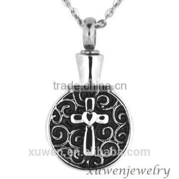 black enamel celtic style with cross 316l stainless steel cremation pendant