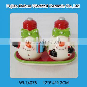 High Quality ceramic salt and pepper shaker for christmas snowman