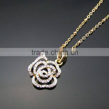 2016 Wholesales Metallic Floral Texture Floating Pendant Short Chain Necklace photo-2