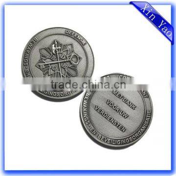 Cheap custom made zinc alloy brushed anti nickel plating rare coin