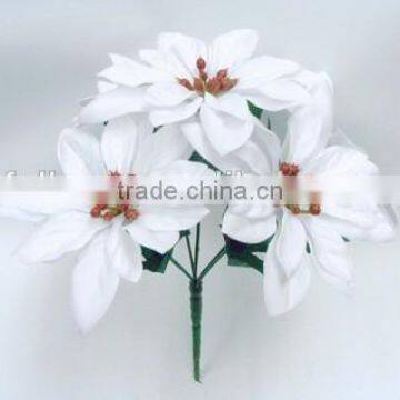 Indoor Artificial Christmas Flower Decoration H 25cm Silk Red Poinsettia Flower photo-2