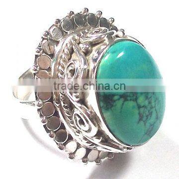 925 Silver Rings Turquoise Jewelry Semi Precious Stone Fashionable Jewelry