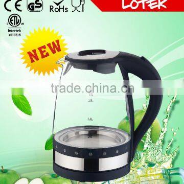 led light ring glass electric water kettle with 1.7L capacity