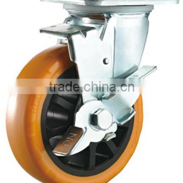 Swivel Side Lock (metal) PU Caster Heavy duty Double Ball Bearing Caster