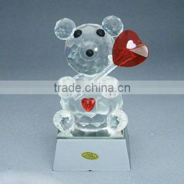 Cute Crystal Bear Figurines With Heart For Party Supplies