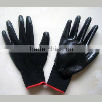 13G black nylon liner nitrile coated working glove