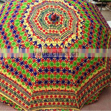 Beautiful Colorful Garden Patio Sun Umbrella Parasol Boho Bohemian Parasol Traditional Indian Embroidered