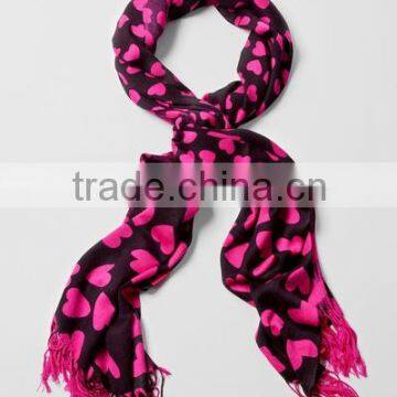 Fuchsia Acrylic Hearts Pashmina scarf