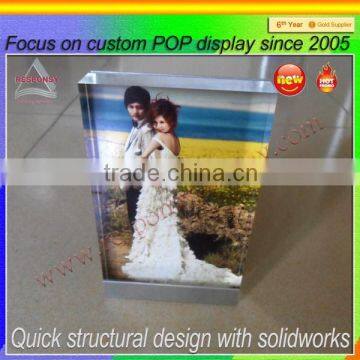 small size acrylic photo holder, clear glass paper photo frame