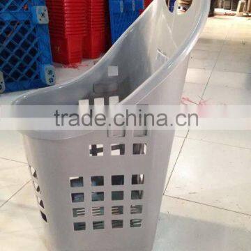 Cheap Plastic Supermarket Basket RH-BPR60-1With Wheels For Plastic Shopping Trolley