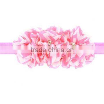 Chevron Shabby Chic Flower Headband Pear Rhinestone Lace Flower Hairband Little Girls Hair Bands photo-4