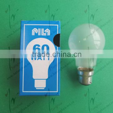 60W Frosted Bulb,B22 220-240V, 50/60HZ, MADE IN CHINA,CE