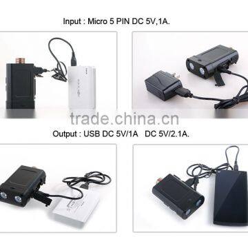 Patented Removable Battery 2600mAh Portable Flashlight Power Bank With LED Lights