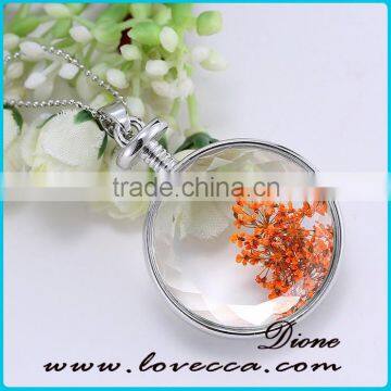 Silver Color Plating Glass Dried Flower Necklace photo-6