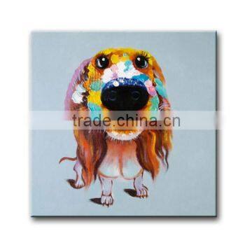 Handmade thick textured dog oil painting