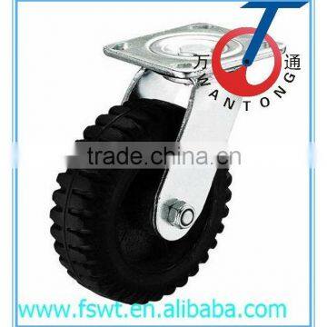 heavy duty fixed slip rotating iron core rubber hardware caster wheels no brake