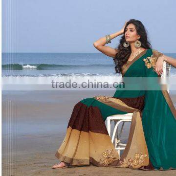 Pink Georgette Designer Saree Embroidery Work photo-5