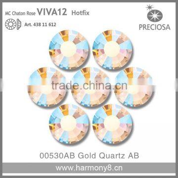 PRECIOSA Flat Back Hotfix Stone in Gold Quartz AB,Art.438 11 612