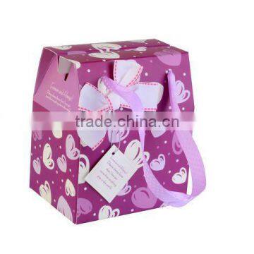 2013 Customized designer paper bags with ribbon handle